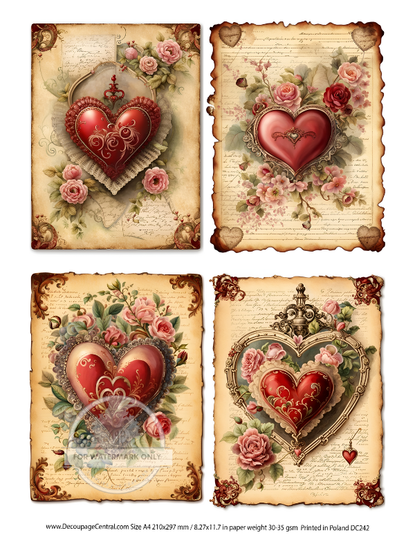 A4 Just Hearts Rice Paper DC242