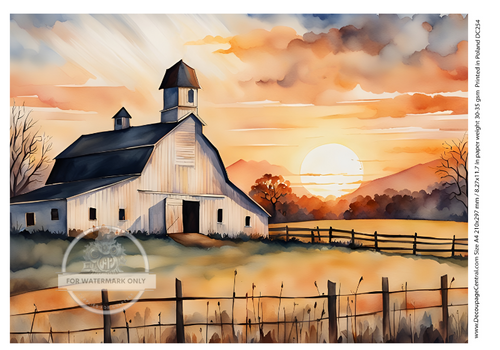 A4 Amish Sunset Decoupage Rice Paper DC254