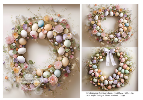 A4 Easter Egg Wreath Rice Paper DC 283