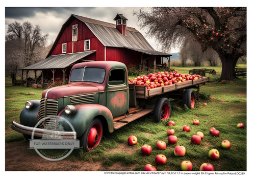 A4 The Apple Truck  Decoupage Rice Paper DC289
