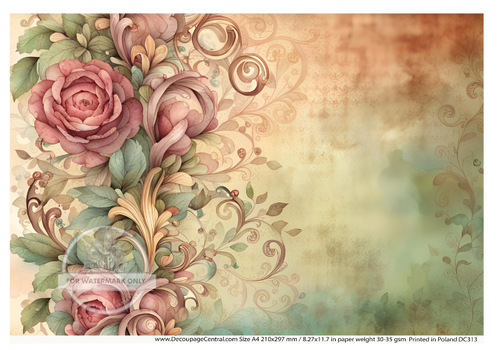 A4 Wallpaper Roses  Decoupage Rice Paper DC313
