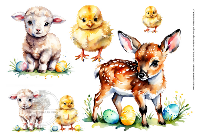 A4 Baby Animals Rice Paper DC324