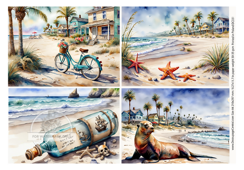 A4 Beach Batch Decoupage Paper DC 331