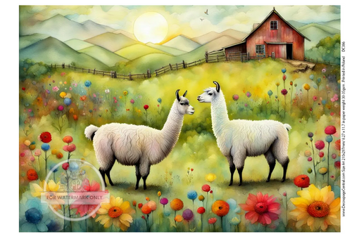 A4  Llama Love Rice Paper DC386