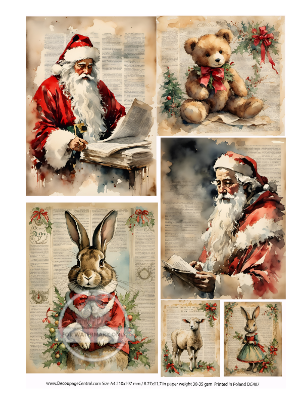 A4 Vintage Christmas Collection  Rice Paper DC407