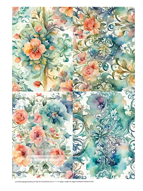 A4 Floral Wallpaper Quad Rice Paper DC416