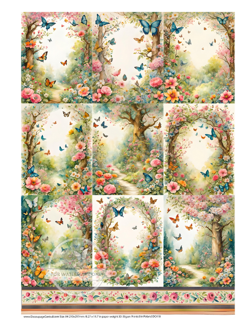 A4 Butterfly Arches Rice Paper DC418