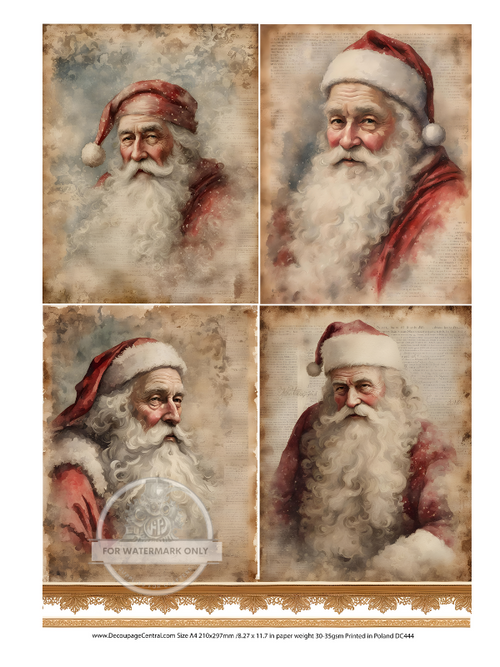 A4 Victorian Santas Rice Paper DC444