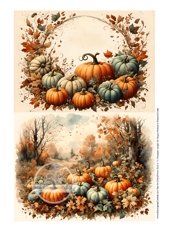 A4 Watercolor Pumpkins Duo Rice Paper DC448