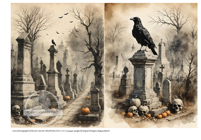 A4 Spooky Cemetery Rice Paper DC471