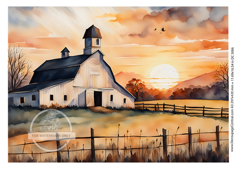 A3 Amish Barn Rice Paper DC5006