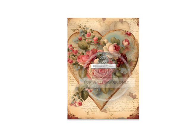 A4 Victorian Heart Rice Paper DC220