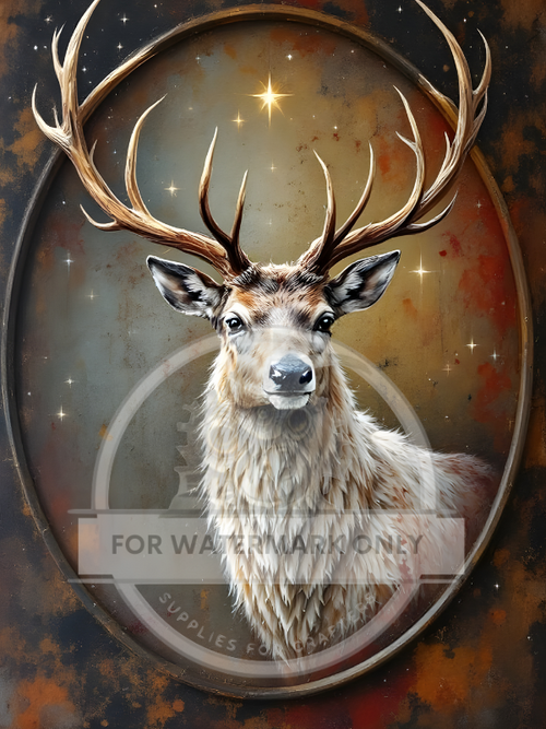 A3 Patina Stag Portrait Rice Paper DC5100