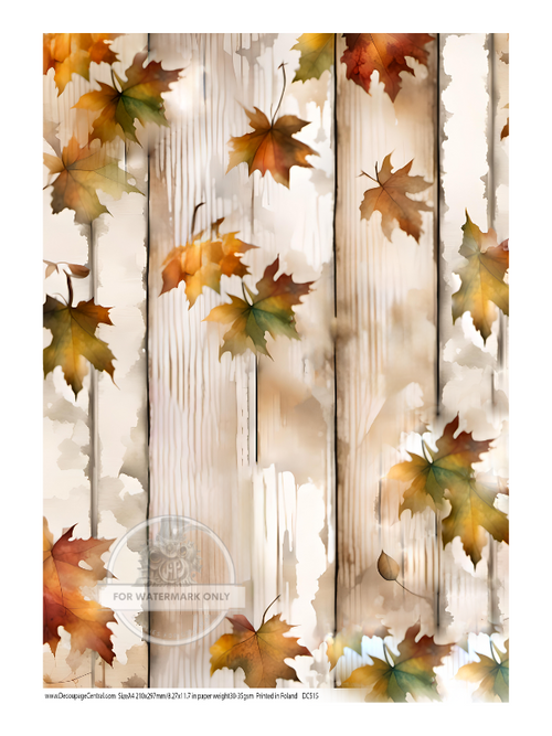 A4 Autumn Leaves Shiplap Rice Paper DC515