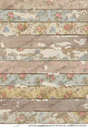 A3 Vintage Shabby Rose Planks Rice Paper DC5220