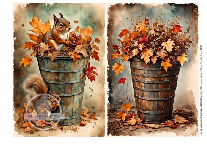 A4  The Old Bucket Autumn Rice Paper DC523