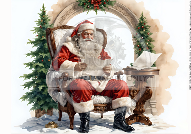 A4 Santa and his list Rice Paper DC537