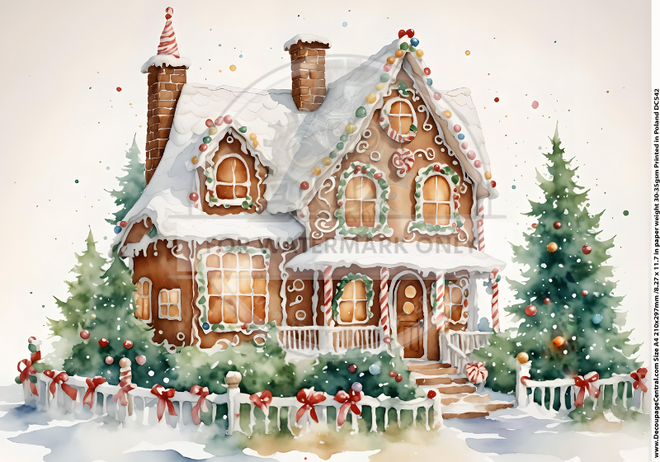 A4 Gingerbread House Rice Paper DC542