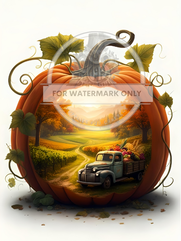 A4 Pumpkin Truck Rice Paper DC548