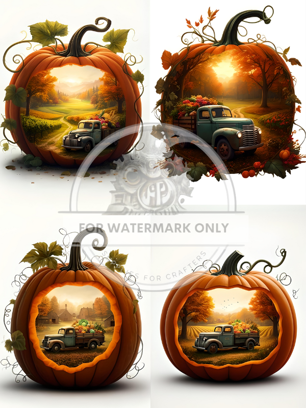 A4 Pumpkin Truck Quads Rice Paper DC549