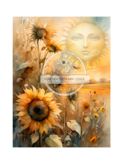 A4 Sunflowers by Day Rice Paper DC553