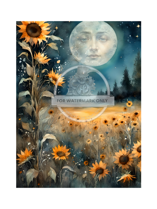 A4 Sunflowers by Night Rice Paper DC554