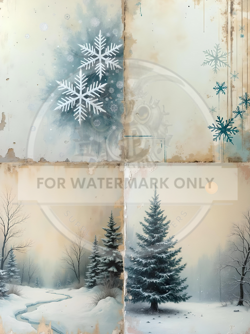 A4 Vintage Winter Background Quad Rice Paper DC569