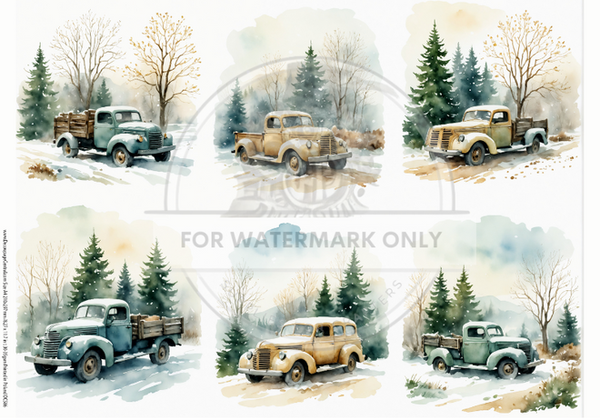 A4 Winter Trucks  Rice Paper DC586