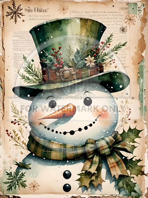 A4 Snowman Closeup Rice Paper DC581S