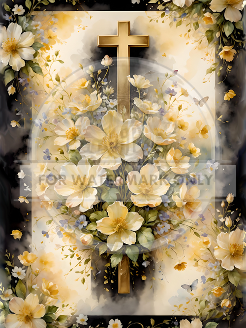 A4 Flower Cross Rice Paper DC607