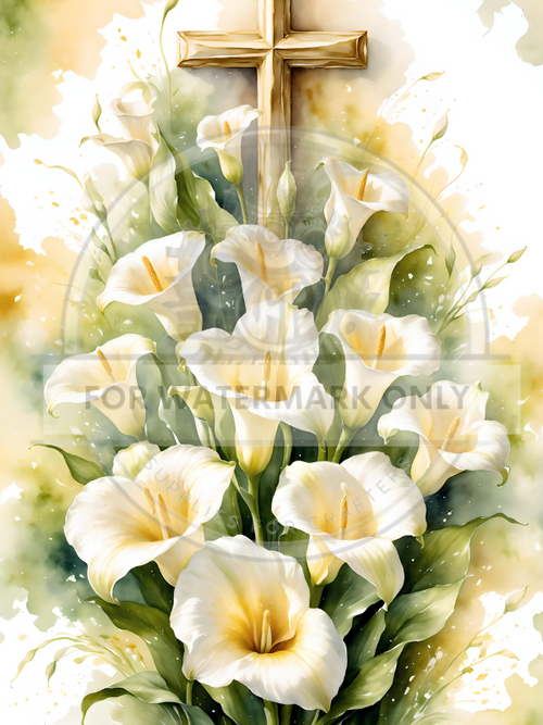 A4 Lily Cross Rice Paper DC611