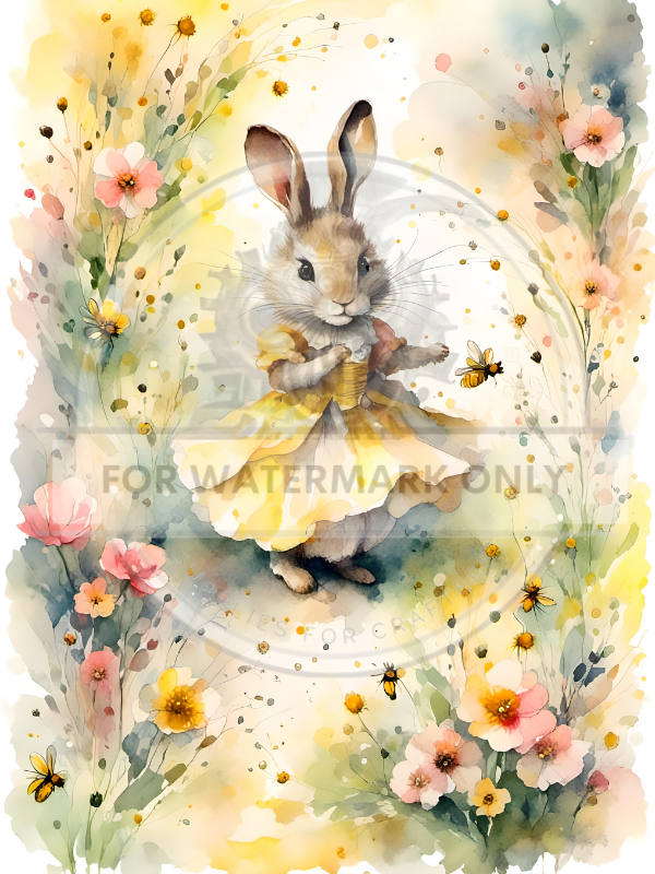 A4 Easter Dress Bunny Rice Paper DC616