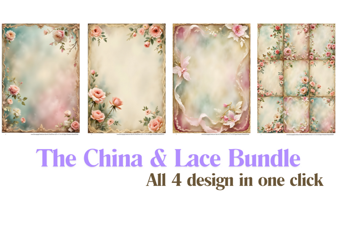 A4 China & Lace Rice Paper Bundle. 4 designs in one click