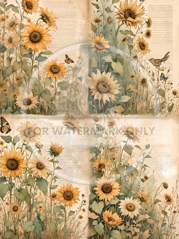 A4 Sunflower Dreamin Quad Rice Paper DC640