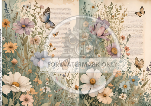 A4 Spring Watercolor Duo Rice Paper DC642