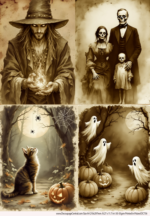 A4 Moonlit Mischief Quad Rice Paper DC736