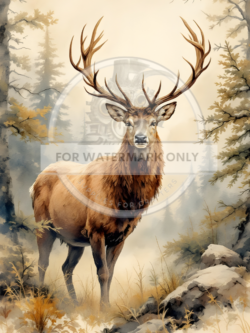 A4 Lone Stag of the Forest Rice Paper DC745
