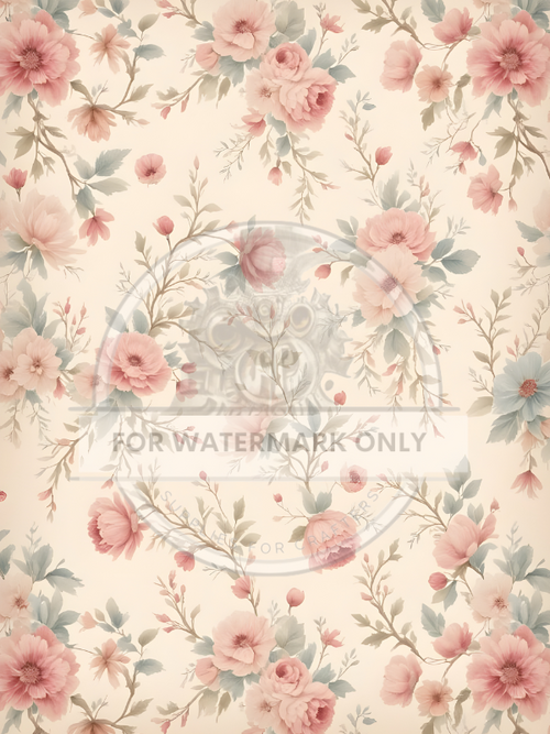 A4 DC759 Vintage Blush Garden Rice Paper