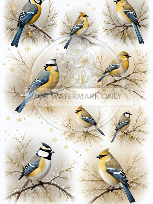 A4 Winter Sparrows Rice Paper DC818