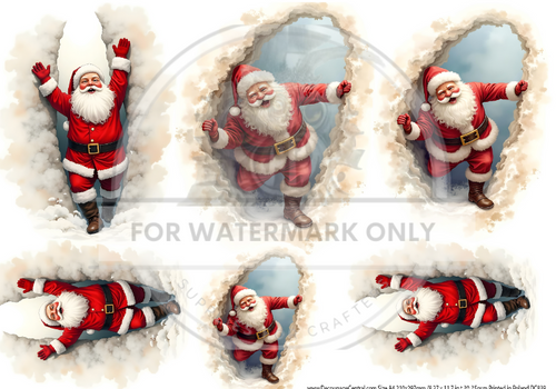A4  DC839  Jolly Santa Peekers Rice Paper