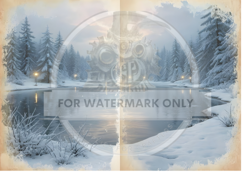DIGITAL IMAGE: Digital Storybook Winter Lake, Storybook Upcycle Collection