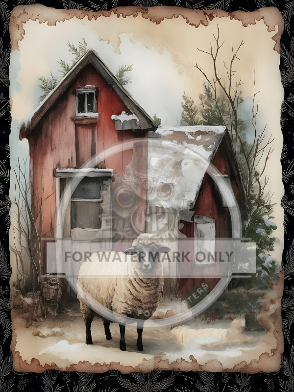 A4 Primitive on the Farm Rice Paper DC865