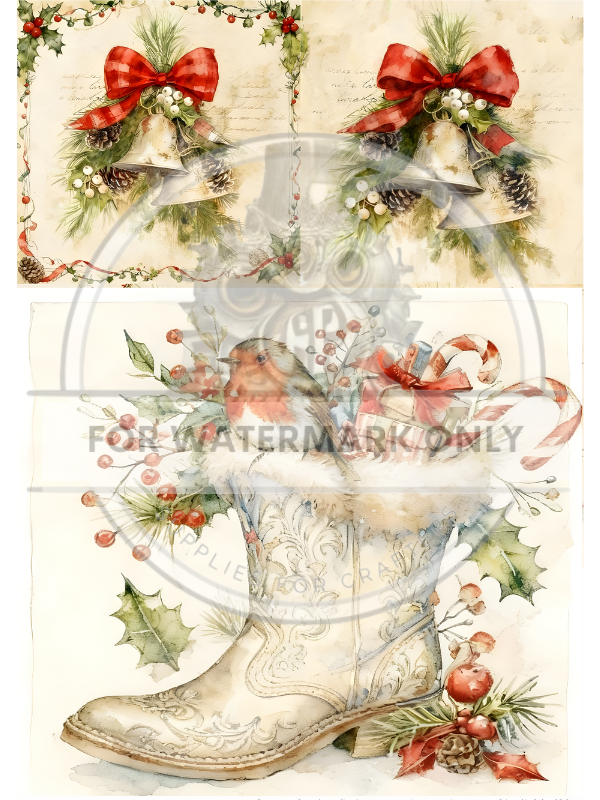 A4 Cowboy Boots and Bells Quad Paper DC877