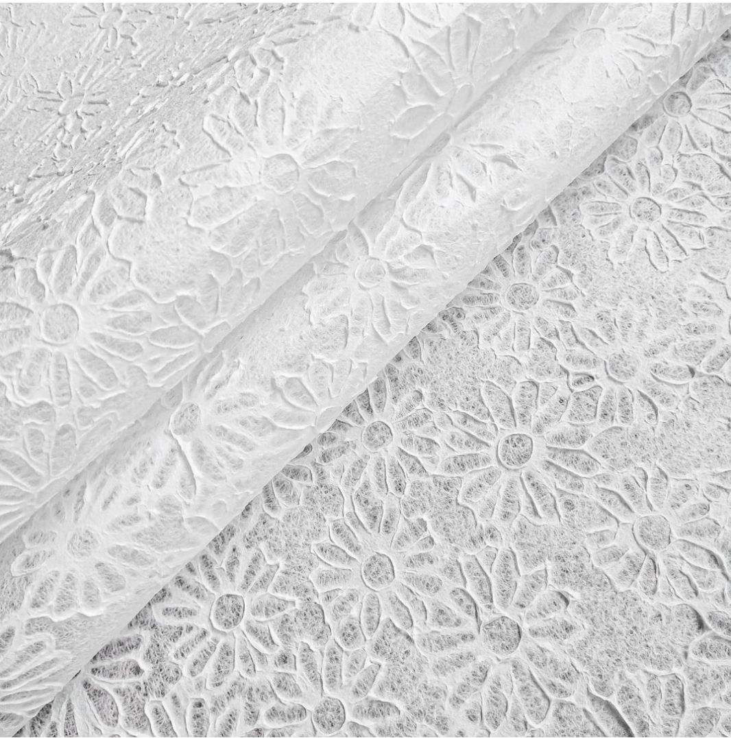 Handmade Embossed White Daisy Lace Kozo Paper , 22 x 30 inches ...