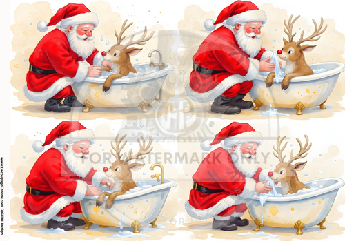 DIGITAL IMAGE: Digital Reindeer Bathtime
