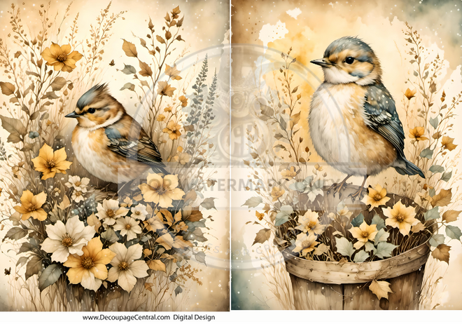 DIGITAL IMAGE: Autumn Bird Duo