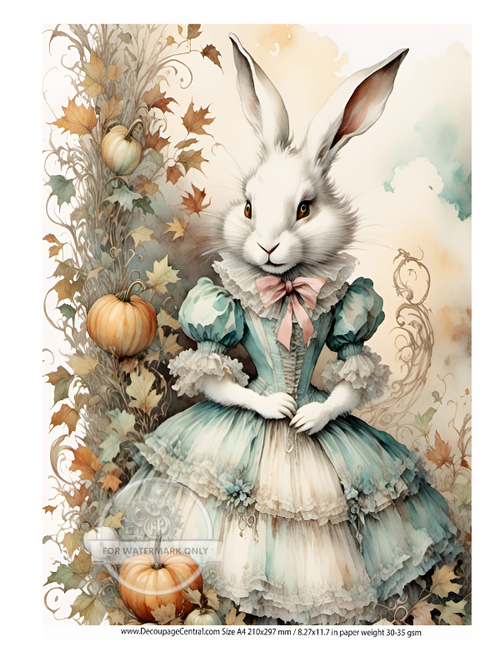DIGITAL IMAGE: Fall Victorian Bunny Instant Download