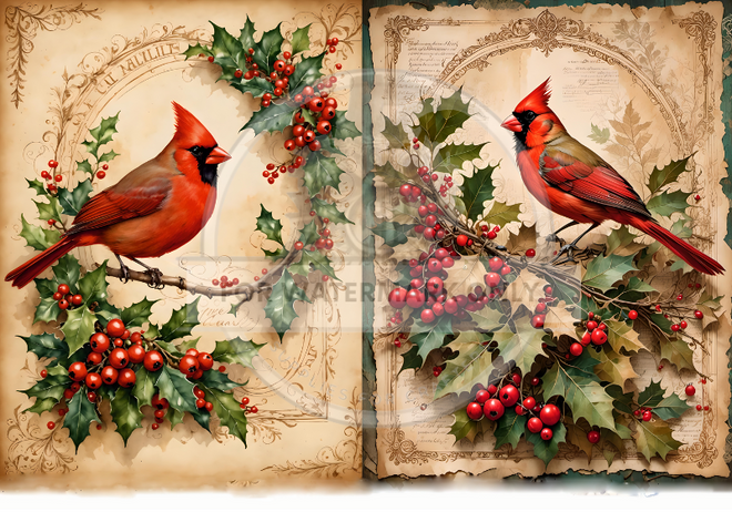 DIGITAL IMAGE: Christmas Cardinal Duo Instant Download