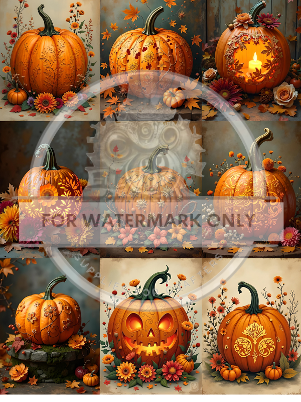 DIGITAL IMAGE: Carved Pumpkins Multi Instant Download