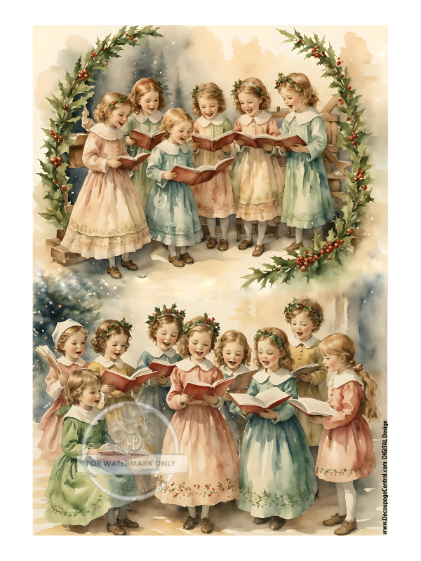 DIGITAL IMAGE: Christmas Choir. Instant Download